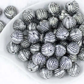 20mm Silver Antique Style Acrylic Bubblegum Beads