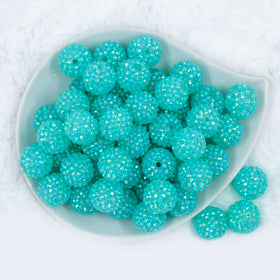 20mm Blue Luster Rhinestone AB Bubblegum Beads