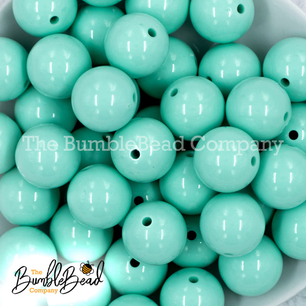 20mm Aqua Blue Solid Bubblegum Beads