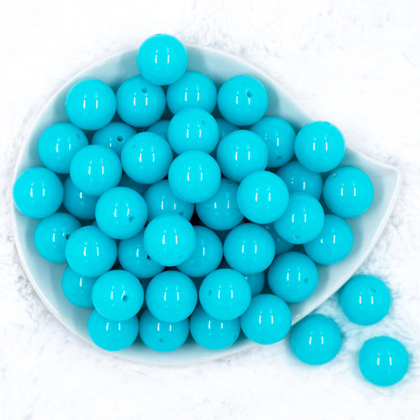 Top View of a pile of 20mm Blue Neon Solid Acrylic Chunky Bubblegum Beads