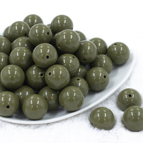20mm Army Green Solid Acrylic Chunky Bubblegum Beads
