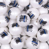 Close up view of a pile of 20mm Police Shield Print Chunky Acrylic Bubblegum Beads [10 Count]