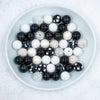 top view of a pile of 20mm Yin/Yang Black & White Chunky Bubblegum Bead Mix [20 & 50 Count]