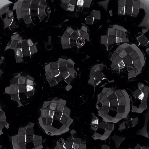 close-up view of 20mm Black Disco Faceted AB Chunky Bubblegum Bead