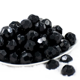 20mm Black Faceted Bubblegum Beads