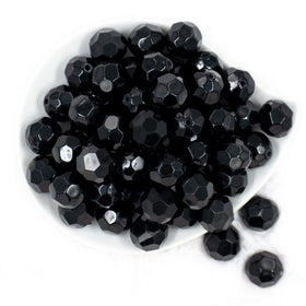 20mm Black Faceted Bubblegum Beads