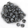 Top view of a pile of 20mm Black & Gray Faded Cheetah animal print Bubblegum Beads
