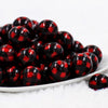 20mm Red & Black Plaid Print Acrylic Bubblegum Beads