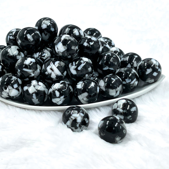 20mm Black Tablet Bubblegum Beads