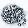top of a pile of 20mm Black & White Zebra Animal Print Bubblegum Beads