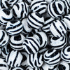 close up of a pile of 20mm Black & White Zebra Animal Print Bubblegum Beads