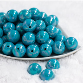 20mm Ocean Blue Solid AB Bubblegum Beads