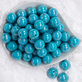20mm Ocean Blue Solid AB Bubblegum Beads