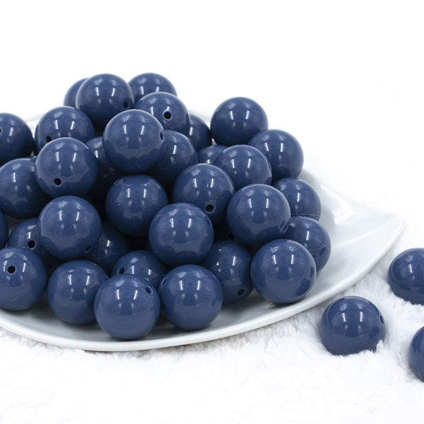 Front view of a pile of 20mm Blueberry Solid Bubblegum Beads