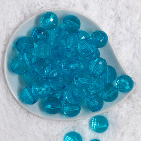 20mm Blue Transparent Disco Faceted Pearl Bubblegum Beads