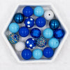 Top view of a pile of 20mm Blue Moon Mix Bubblegum Bead Mix - 20 Count