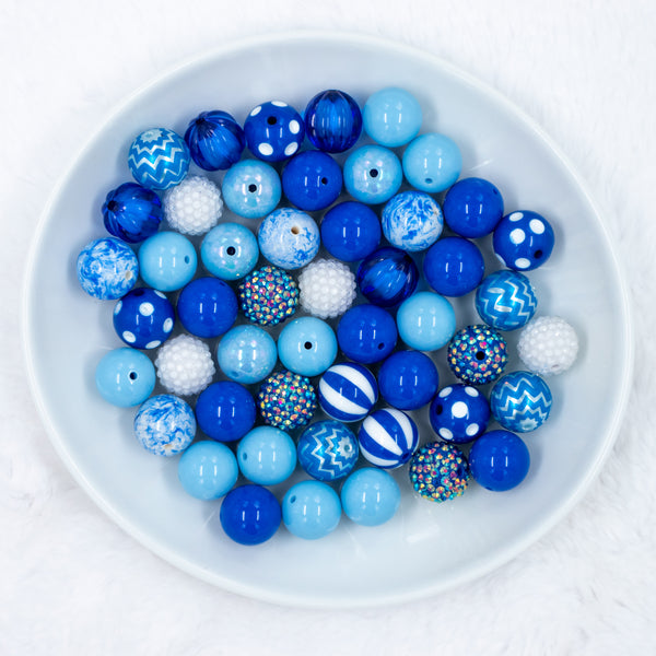 Top view of a pile of 20mm Blue Moon Mix Bubblegum Bead Mix - 50 Count
