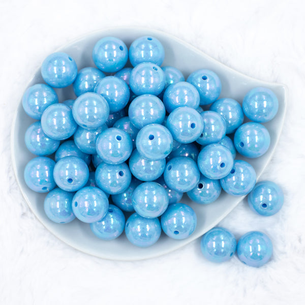 top view of a pile of 20mm Blue Solid AB Bubblegum Beads
