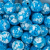 close-up of a pile of 20mm Blue and white Tablet Acrylic Bubblegum Beads