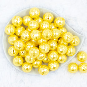 20mm Yellow Disco Faceted Pearl Bubblegum Beads