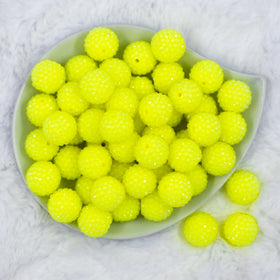 20mm Neon Yellow Rhinestone Bubblegum Beads