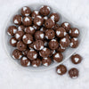 top view of a pile of 20mm Chocolate Brown with White Hearts Chunky Acrylic Bubblegum Beads