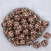 top view of a pile of 20mm Cream & Brown Cow Animal Print Chunky Acrylic Bubblegum Beads