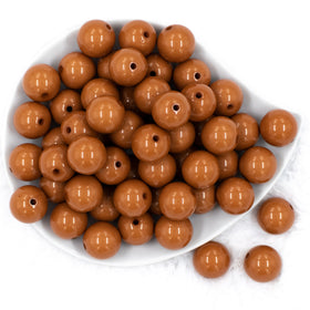 20mm Caramel Brown Solid Bubblegum Beads