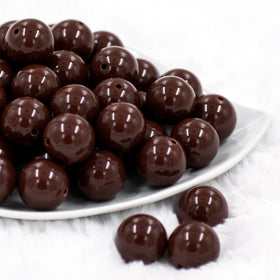 20mm Chocolate Brown Solid Bubblegum Beads