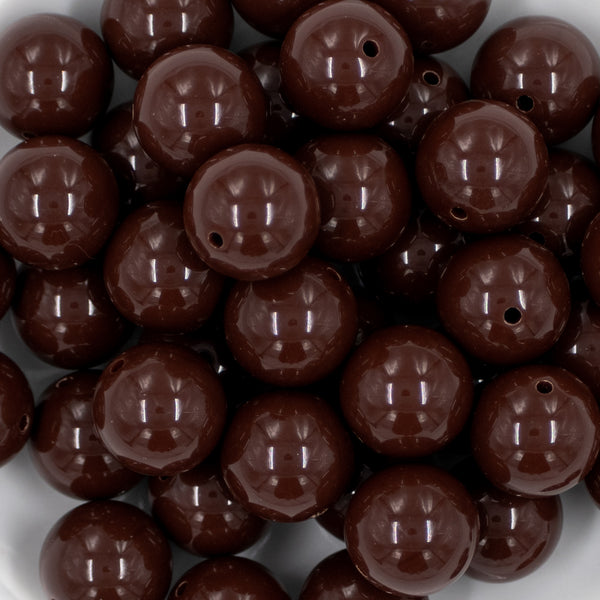 close up of 20mm Chocolate Brown Solid Chunky Bubblegum Beads
