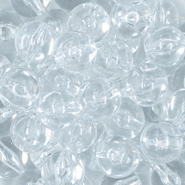close up view of a pile of 20mm Clear Transparent Solid Chunky Acrylic Bubblegum Beads