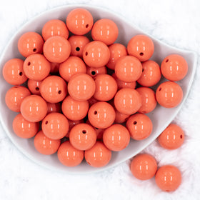 20mm Coral Orange Solid Bubblegum Beads
