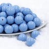 front view of a pile of 20mm Solid Cornflower Blue Bubblegum Beads