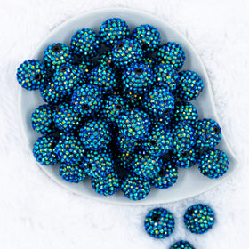 20mm Cosmic Blue Rhinestone AB Bubblegum Beads