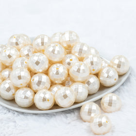 20mm Ivory / Cream Disco Faceted Pearl Bubblegum Beads