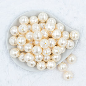 20mm Ivory / Cream Disco Faceted Pearl Bubblegum Beads