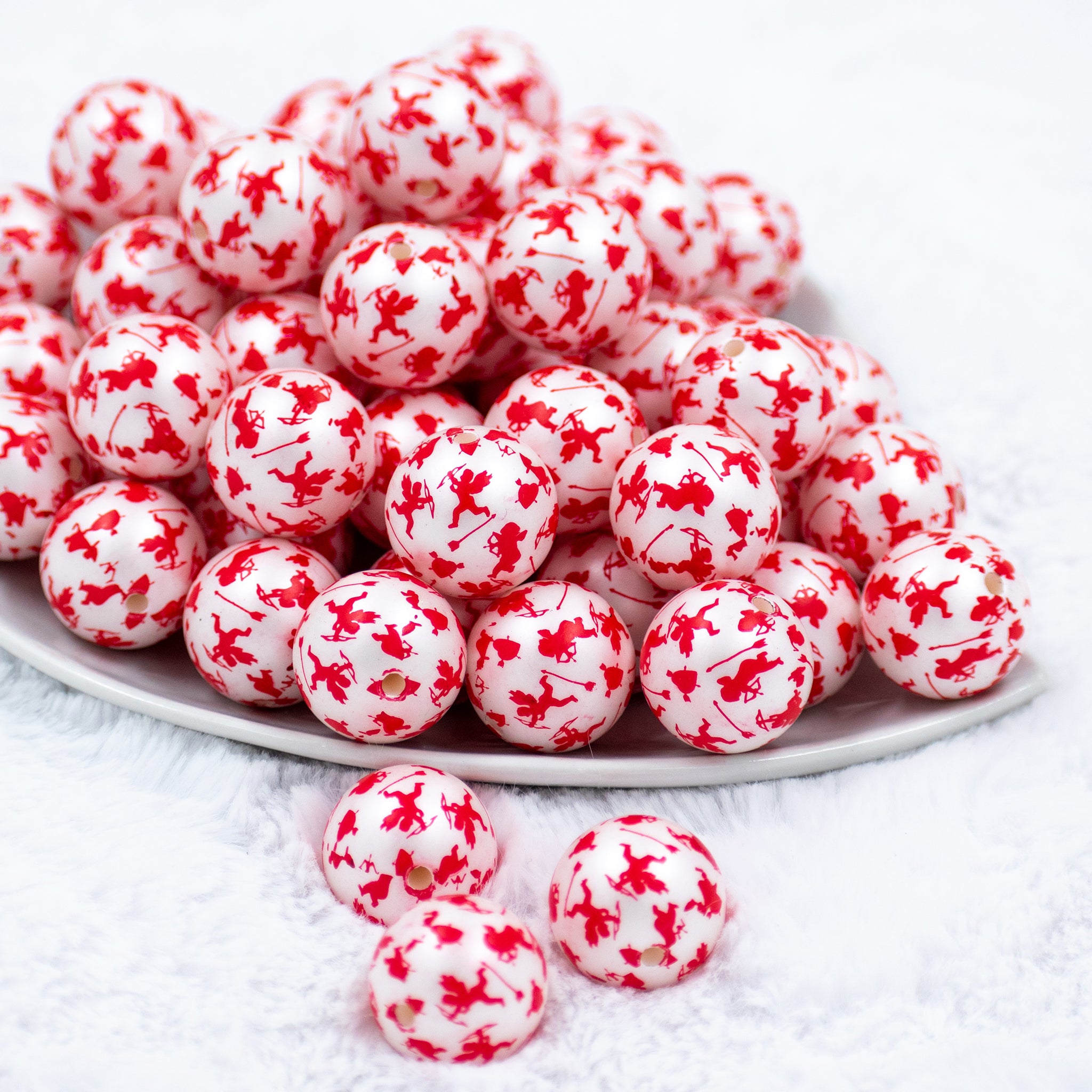 20mm Cupid Shuffle Valentine Acrylic Bubblegum Beads