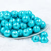 front view of a pile of 20mm Cyan Blue Disco Faceted Pearl Chunky Bubblegum Beads