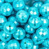close-up view of a pile of 20mm Cyan Blue Disco Faceted Pearl Chunky Bubblegum Beads