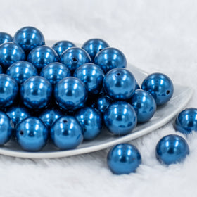 20mm Dark Blue Faux Pearl Bubblegum Beads