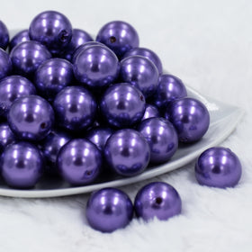 20mm Dark Purple Faux Pearl Bubblegum Beads
