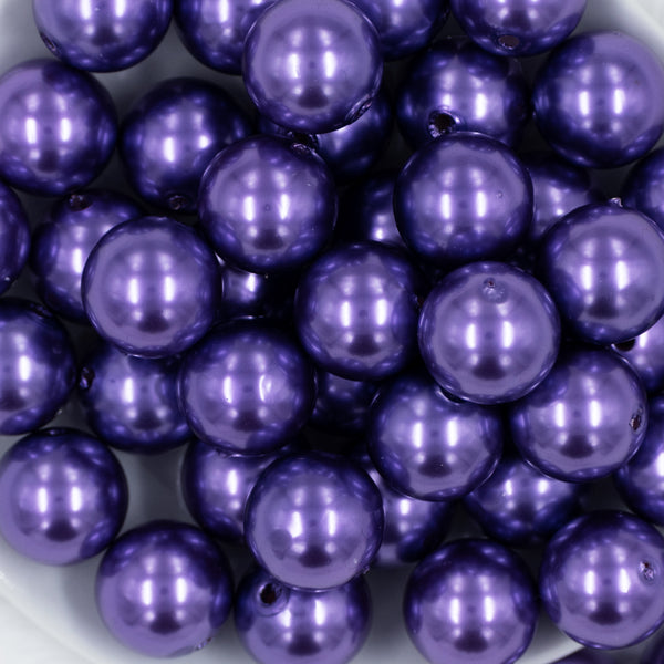 close-up view of a pile of 20mm Dark Purple Acrylic Bubblegum Beads with a Faux Pearl finish