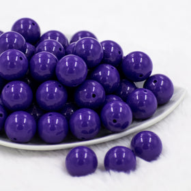 20mm Deep Purple Solid Bubblegum Beads