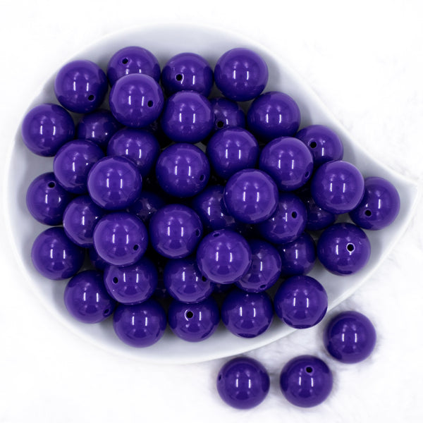 top view of a pile of 20mm Deep Purple Solid Bubblegum Beads