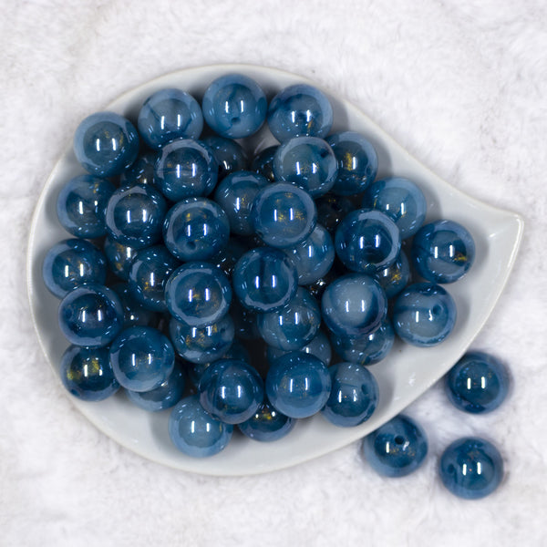 Top view of a pile of 20mm Blue Galaxy Glitter Sparkle Chunky Acrylic Bubblegum Beads