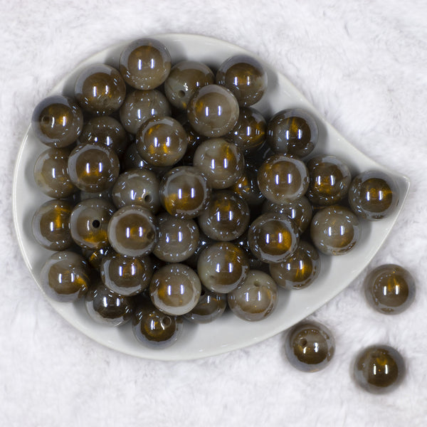 Top view of a pile of 20mm Gray Galaxy Glitter Sparkle Chunky Acrylic Bubblegum Beads