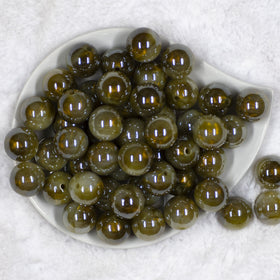 20mm Green Galaxy Glitter Sparkle Chunky Acrylic Bubblegum Beads