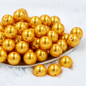 20mm Golden Yellow Faux Pearl Chunky Acrylic Bubblegum Beads