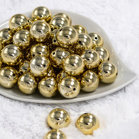 20mm Reflective Gold Acrylic Bubblegum Beads