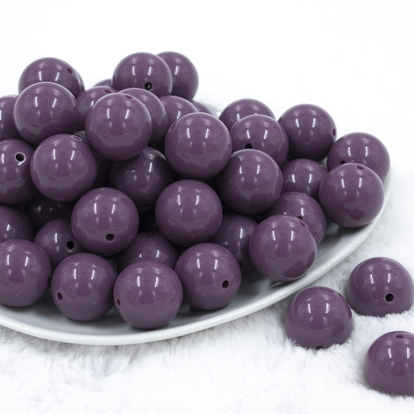 Front view of a pile of 20mm Grape Purple Solid Acrylic Chunky Bubblegum Beads